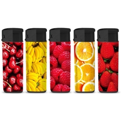 High Fire Refillable Piezo Lighters (1 display 50 lighters) Fruits Graphics